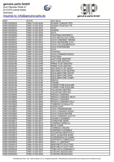 genuine parts GmbH Inquiries to: info@genuine-parts.de