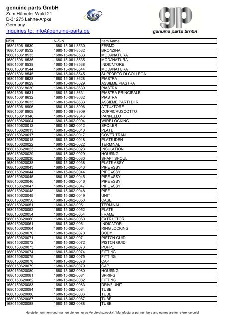 genuine parts GmbH Inquiries to: info@genuine-parts.de
