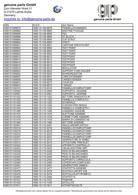 genuine parts GmbH Inquiries to: info@genuine-parts.de