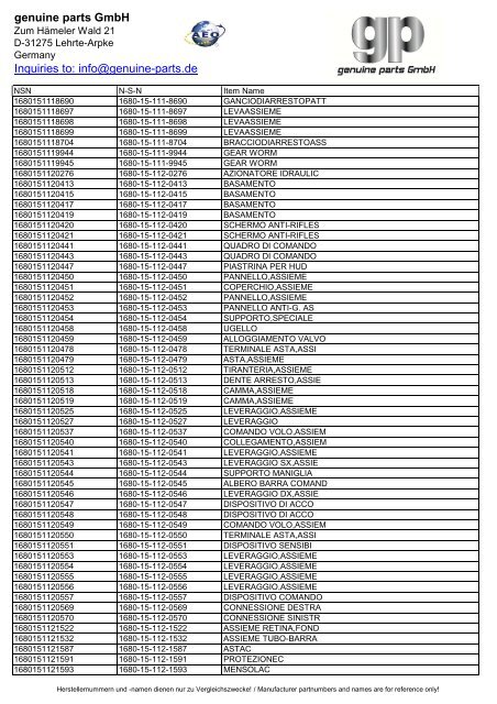 genuine parts GmbH Inquiries to: info@genuine-parts.de