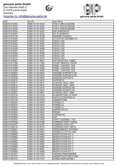 genuine parts GmbH Inquiries to: info@genuine-parts.de