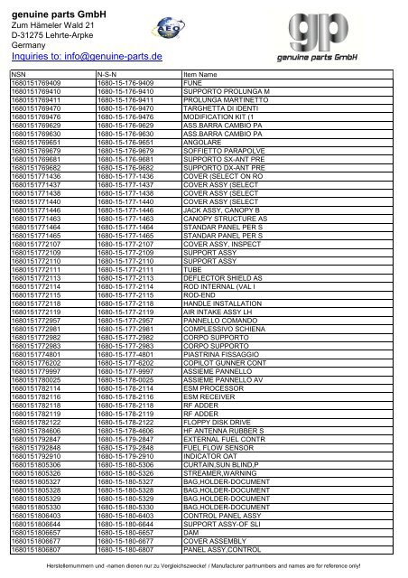 genuine parts GmbH Inquiries to: info@genuine-parts.de