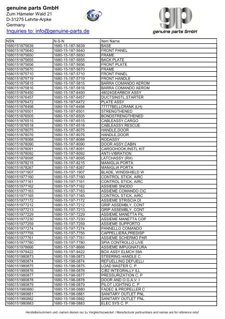 genuine parts GmbH Inquiries to: info@genuine-parts.de