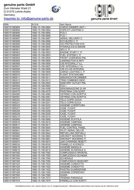 genuine parts GmbH Inquiries to: info@genuine-parts.de