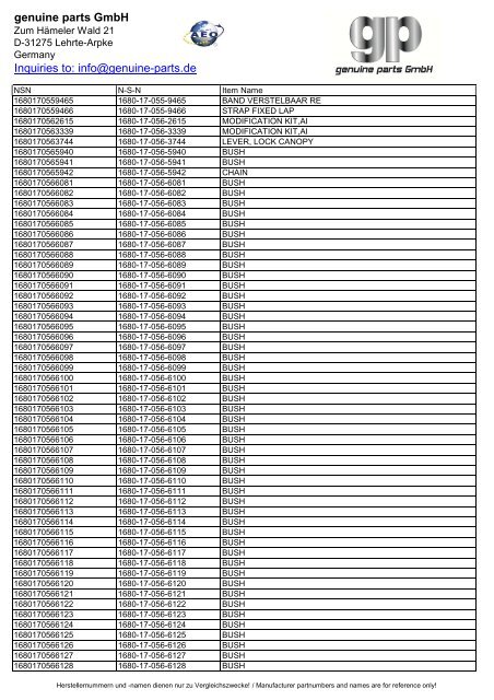 genuine parts GmbH Inquiries to: info@genuine-parts.de