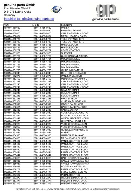 genuine parts GmbH Inquiries to: info@genuine-parts.de