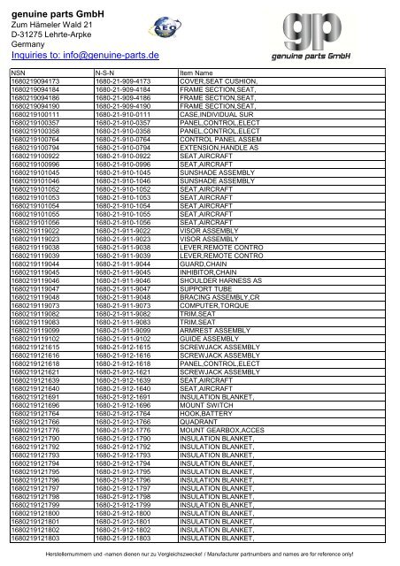 genuine parts GmbH Inquiries to: info@genuine-parts.de