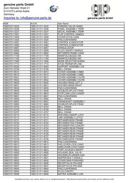 genuine parts GmbH Inquiries to: info@genuine-parts.de