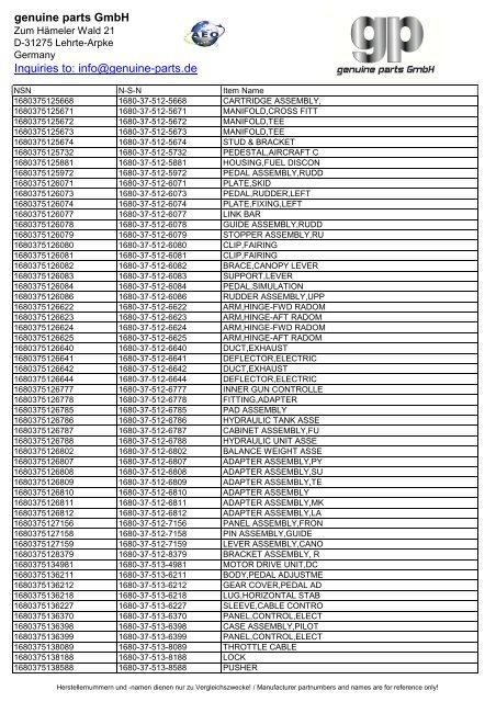 genuine parts GmbH Inquiries to: info@genuine-parts.de