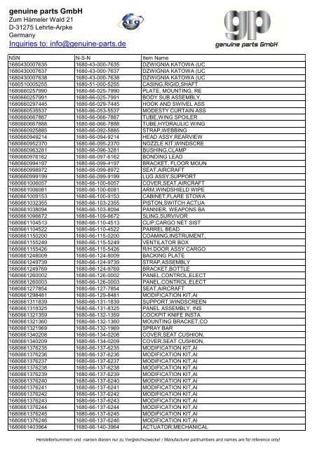 genuine parts GmbH Inquiries to: info@genuine-parts.de