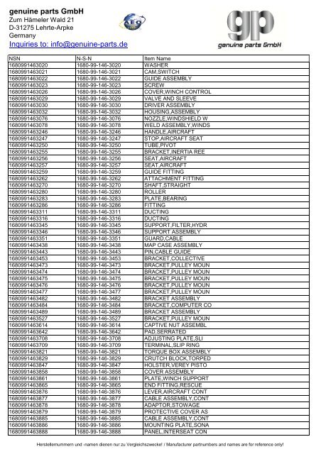genuine parts GmbH Inquiries to: info@genuine-parts.de