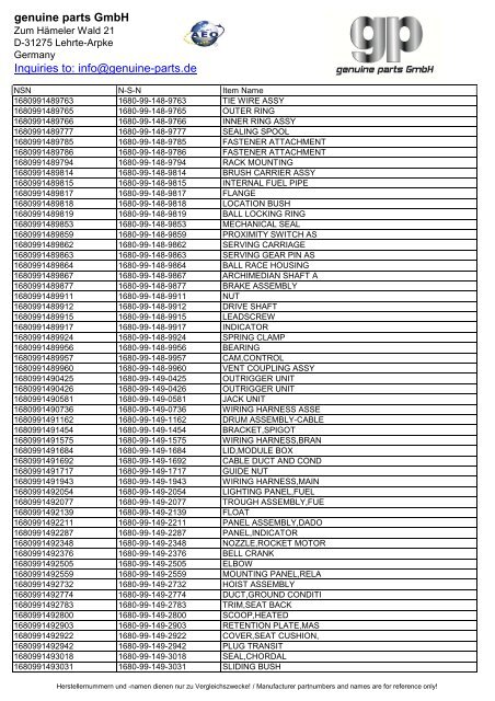 genuine parts GmbH Inquiries to: info@genuine-parts.de