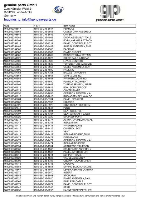 genuine parts GmbH Inquiries to: info@genuine-parts.de