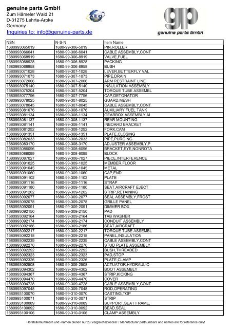 genuine parts GmbH Inquiries to: info@genuine-parts.de