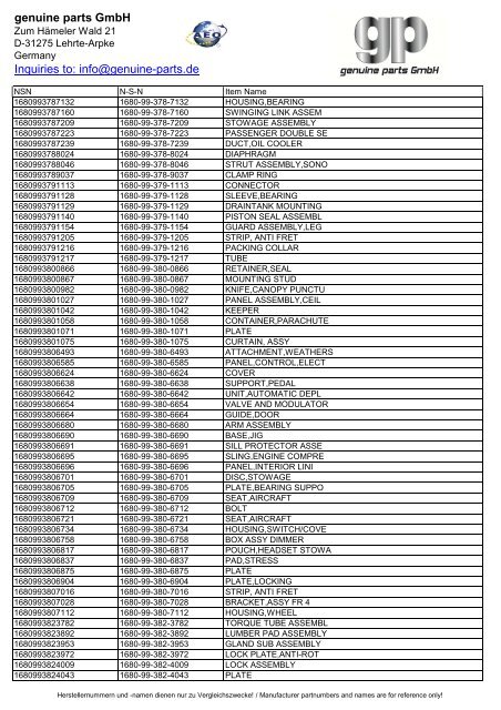genuine parts GmbH Inquiries to: info@genuine-parts.de