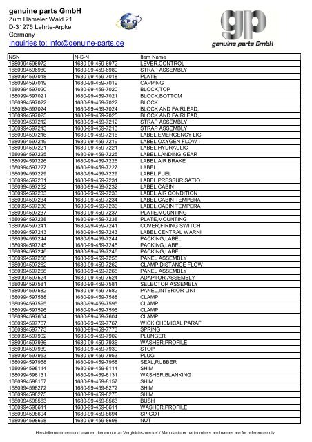 genuine parts GmbH Inquiries to: info@genuine-parts.de