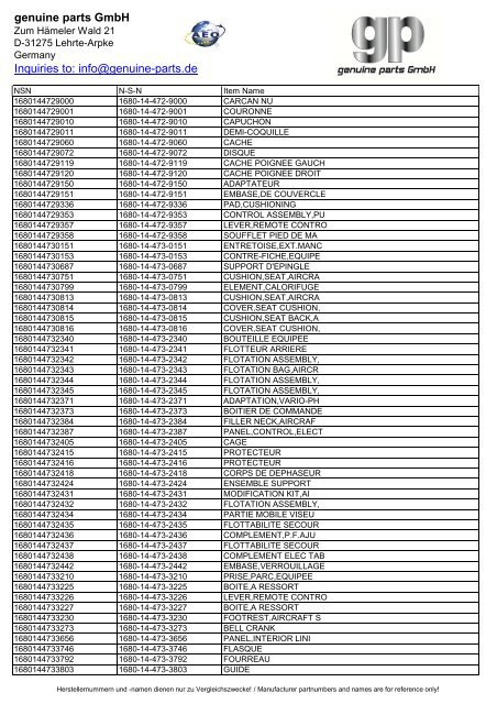genuine parts GmbH Inquiries to: info@genuine-parts.de