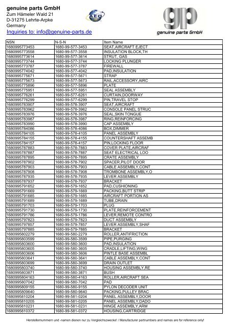 genuine parts GmbH Inquiries to: info@genuine-parts.de