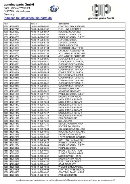 genuine parts GmbH Inquiries to: info@genuine-parts.de