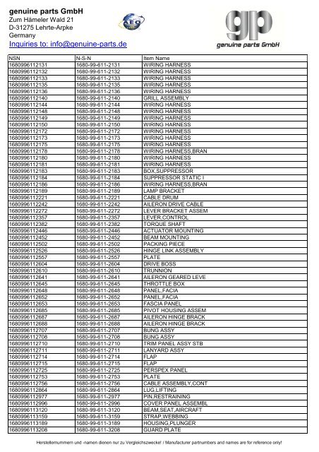 genuine parts GmbH Inquiries to: info@genuine-parts.de