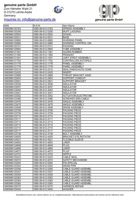 genuine parts GmbH Inquiries to: info@genuine-parts.de