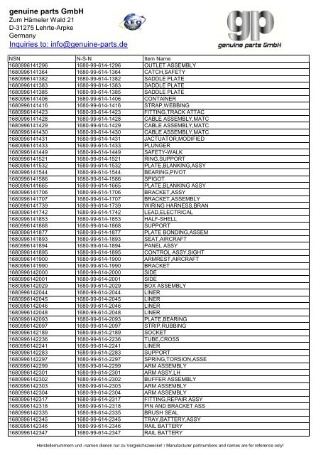 genuine parts GmbH Inquiries to: info@genuine-parts.de
