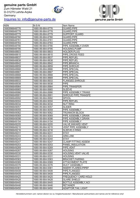 genuine parts GmbH Inquiries to: info@genuine-parts.de