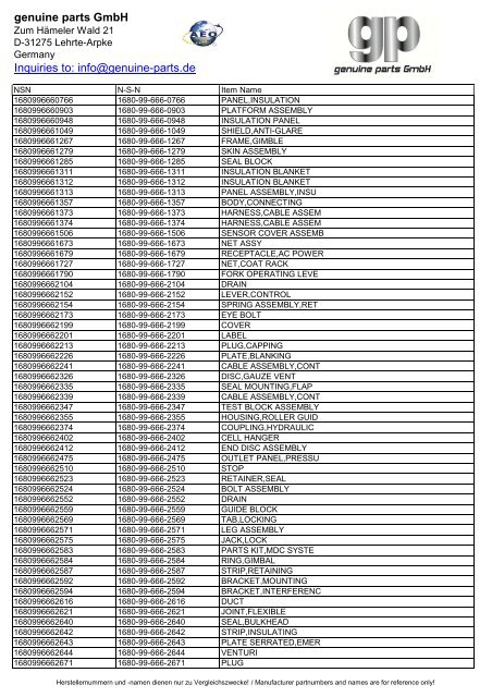 genuine parts GmbH Inquiries to: info@genuine-parts.de