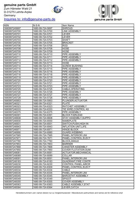 genuine parts GmbH Inquiries to: info@genuine-parts.de