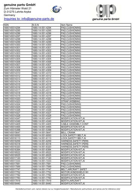 genuine parts GmbH Inquiries to: info@genuine-parts.de