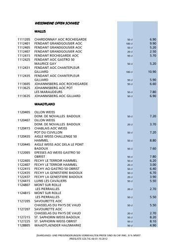 Weinpreisliste vom 01. 11. 2012 - Hari AG