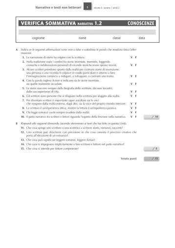 verifica SOMMaTiva NarraTiva 1.2 cONOSceNze - Capitello