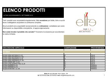 ELENCO PRODOTTI - Elite Top Spirits