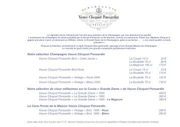 Notre carte des vins - Evian Resort