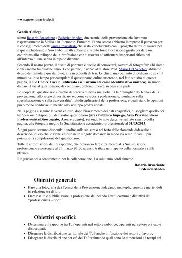 lettera di presentazione del progetto - UNPISI