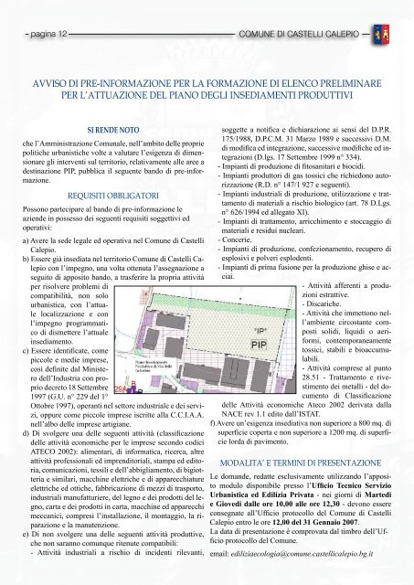 INFORMATORE COMUNALE N. 2-2006 - Comune di Castelli Calepio