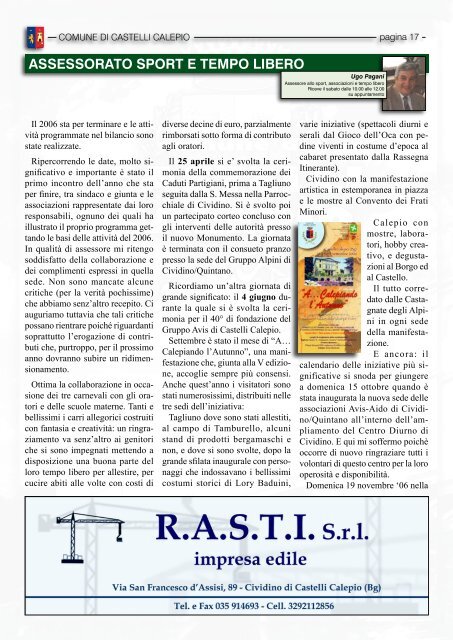INFORMATORE COMUNALE N. 2-2006 - Comune di Castelli Calepio