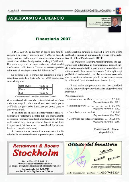 INFORMATORE COMUNALE N. 2-2006 - Comune di Castelli Calepio