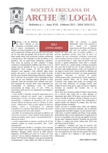 ANNO XVII - N. 1 - Febbraio 2013.pdf - Società Friulana di Archeologia