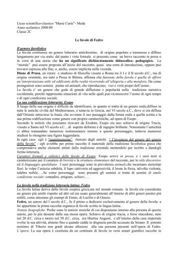 favole di Fedro - Liceo Scientifico e Classico "Marie Curie"