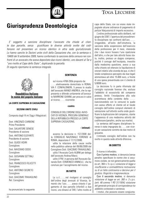 Leggi il formato PDF - Ordine degli Avvocati di Lecco