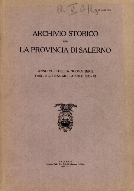 Archivio storico per la provincia di Salerno (gen.-apr ... - EleA@UniSA