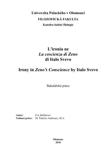 L'ironia ne La coscienza di Zeno di Italo Svevo - Theses