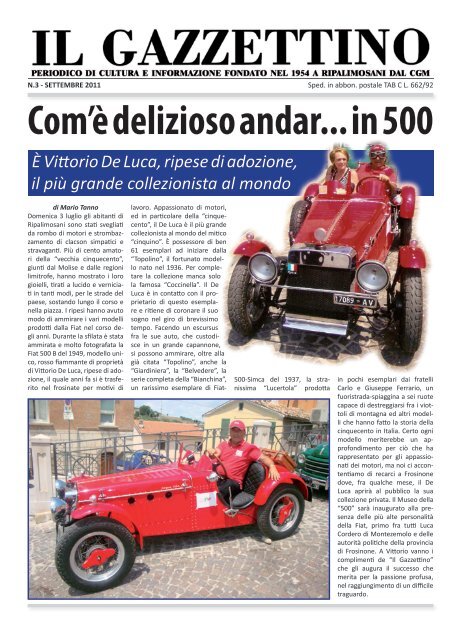 Il Gazzettino n. 3 Settembre 2011 - Comune di Ripalimosani