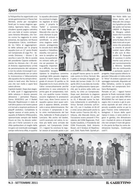 Il Gazzettino n. 3 Settembre 2011 - Comune di Ripalimosani