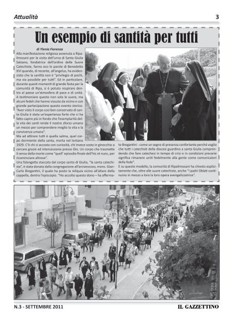 Il Gazzettino n. 3 Settembre 2011 - Comune di Ripalimosani