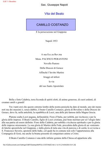 Vita del beato Camillo Costanzo