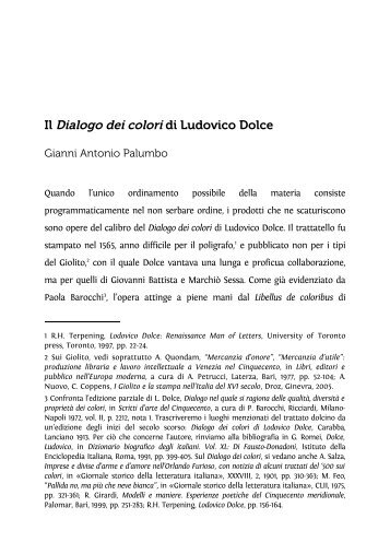 “Dialogo dei colori” di Ludovico Dolce - Associazione degli Italianisti ...