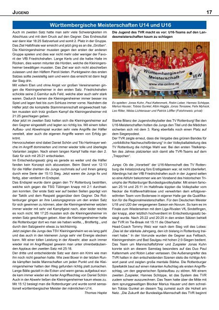 VOLLEY NEWS - Volleyball Landesverband Württemberg