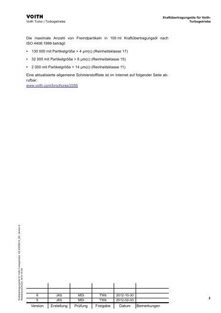 Allgemeine Schmierstoffliste (0.12 MB) - Voith